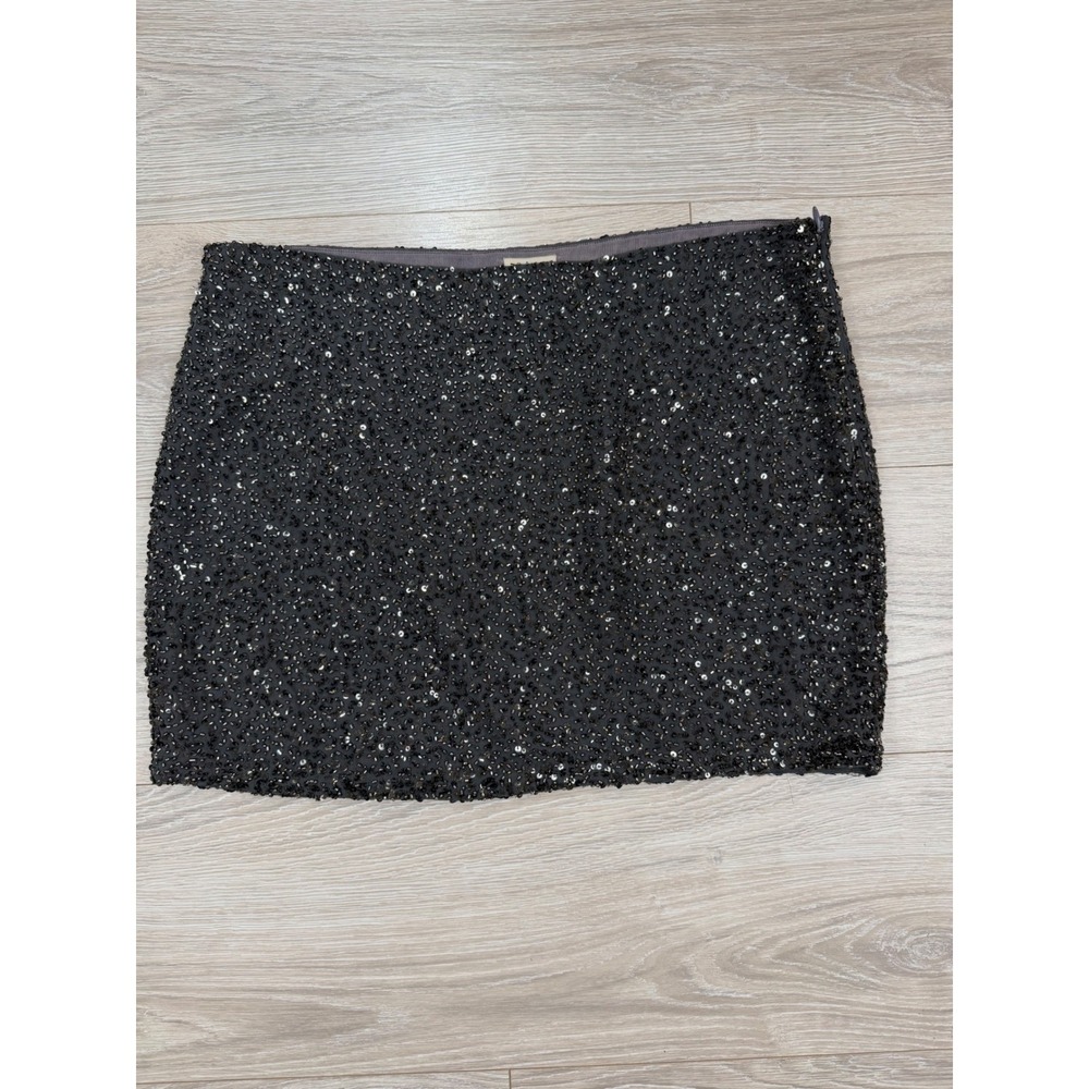 Haute Hippie Womens Black Sequin Mini Skirt Size M Party Night Out Embellished